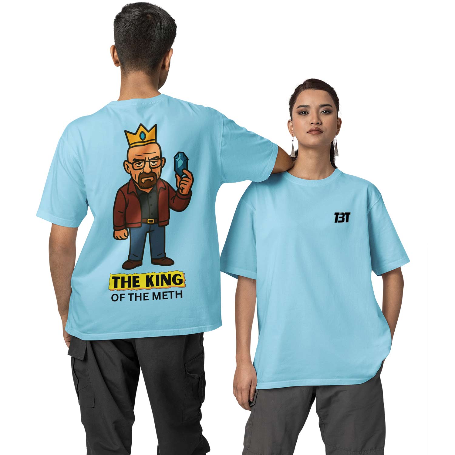breaking bad oversized t shirt - the king of the blue crystal tv & movies t-shirt baby blue buy online india the banyan tee tbt men women girls boys unisex