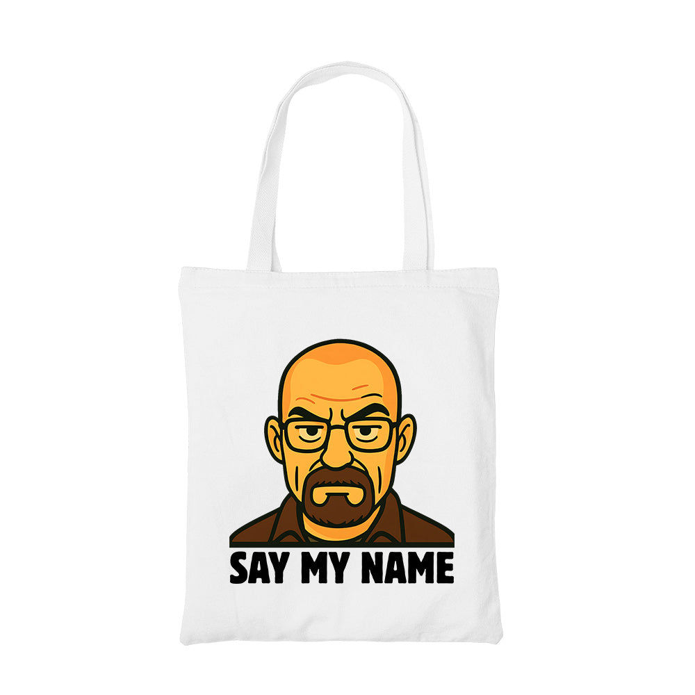 breaking bad say my name tote bag hand printed cotton women men unisex
