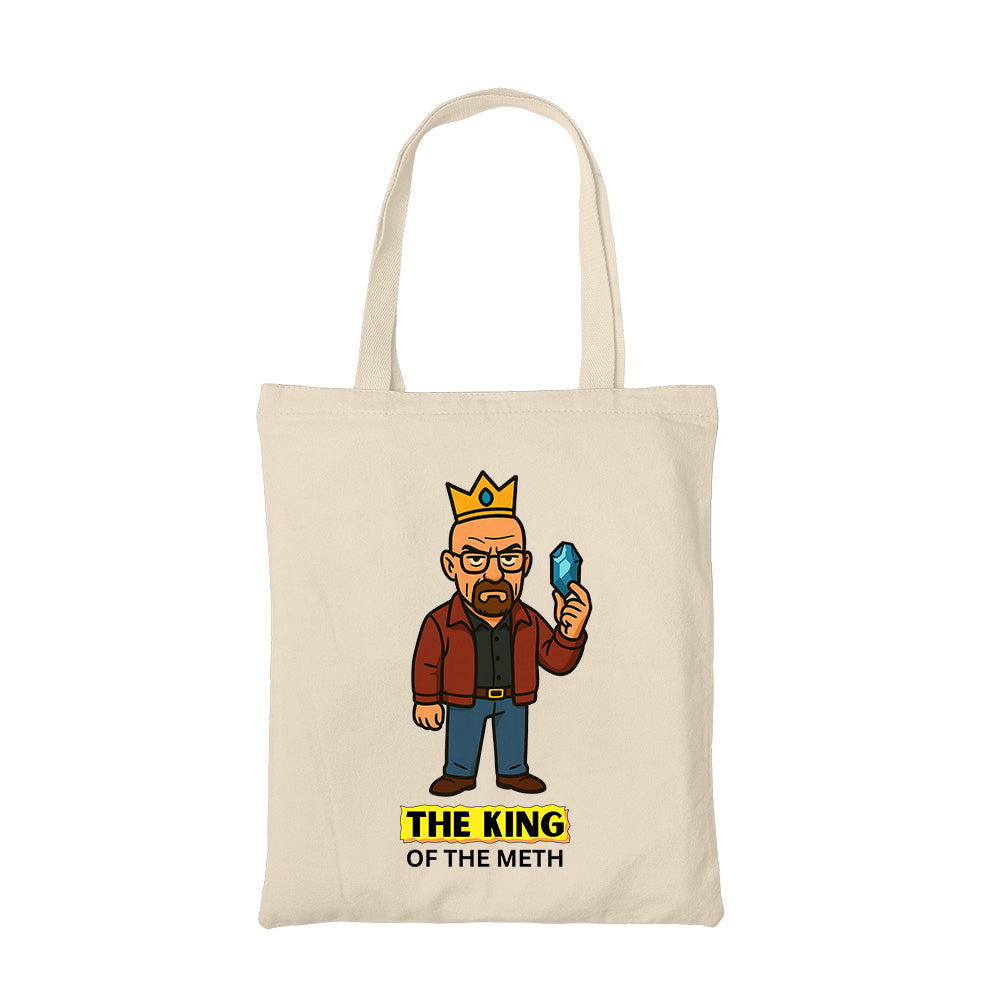 breaking bad king of the blue crystal tote bag hand printed cotton woacmen men unisex