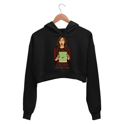 brooklyn nine-nine turn my tweets into a book  crop hoodie hooded sweatshirt upper winterwear tv & movies buy online india the banyan tee tbt men women girls boys unisex black stranger things eleven demogorgon shadow monster dustin quote vector art clothing accessories merchandise