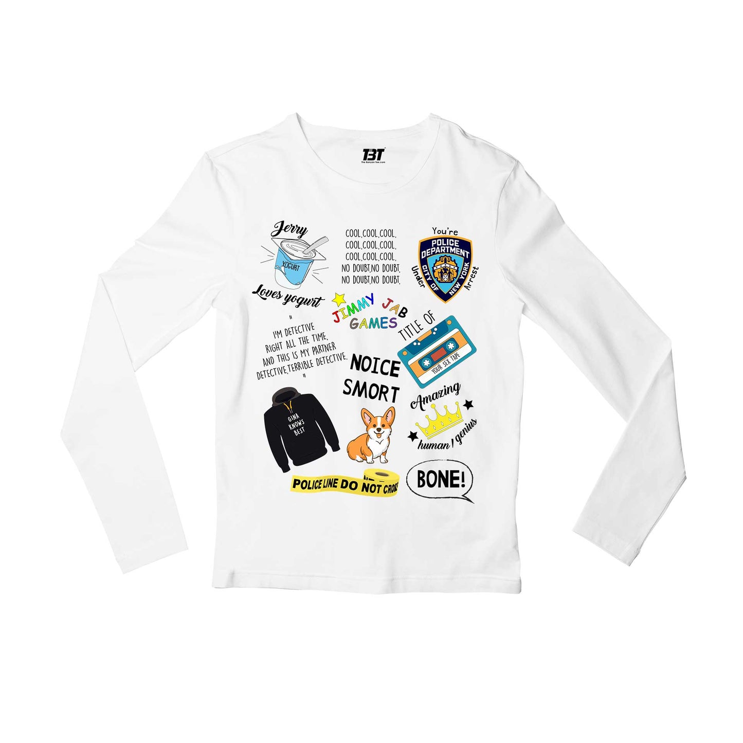 brooklyn nine-nine nine-nine doodle full sleeves long sleeves buy online india the banyan tee tbt men women girls boys unisex white detective jake peralta terry charles boyle gina linetti andy samberg merchandise clothing acceessories