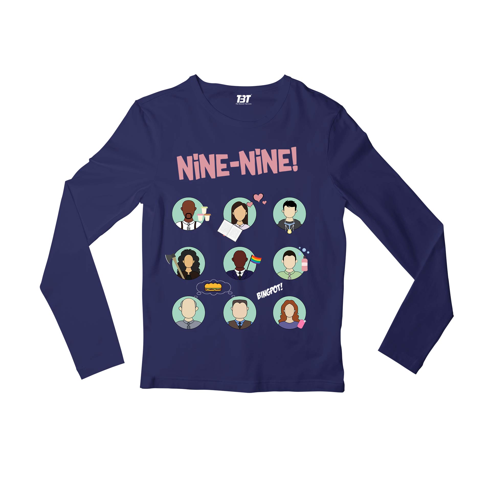brooklyn nine-nine nine-nine full sleeves long sleeves buy online india the banyan tee tbt men women girls boys unisex navy detective jake peralta terry charles boyle gina linetti andy samberg merchandise clothing acceessories