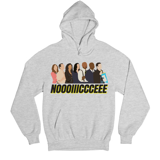 brooklyn nine-nine noooiiiccceee hoodie hooded sweatshirt winterwear buy online united states usa the banyan tee tbt men women girls boys unisex gray detective jake peralta terry charles boyle gina linetti andy samberg merchandise clothing acceessories