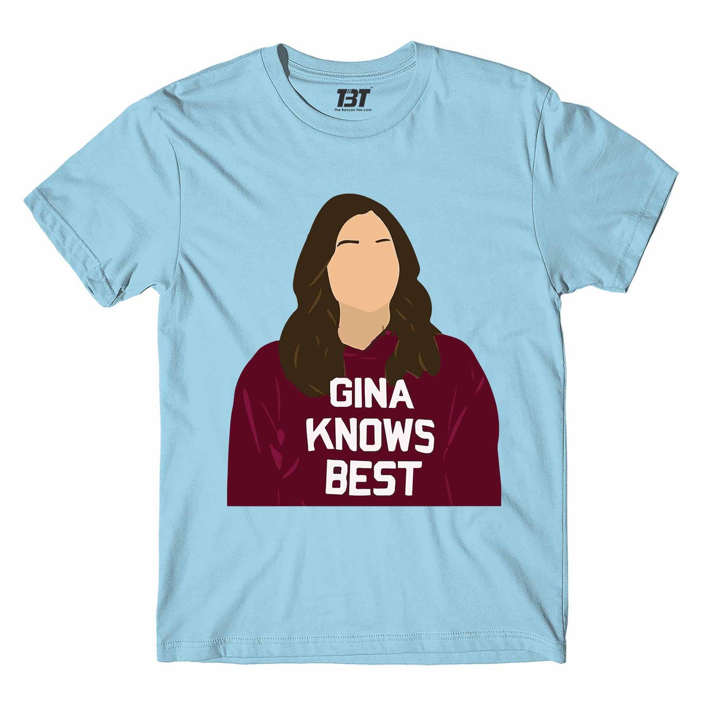 brooklyn nine-nine gina knows best t-shirt buy online united states usa the banyan tee tbt men women girls boys unisex Sky Blue detective jake peralta terry charles boyle gina linetti andy samberg merchandise clothing acceessories