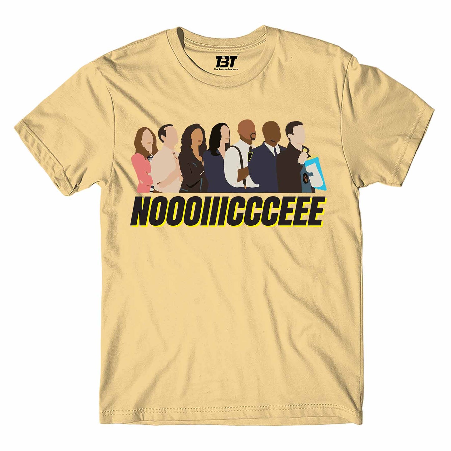 brooklyn nine-nine noooiiiccceee t-shirt buy online united states of america usa the banyan tee tbt men women girls boys unisex beige detective jake peralta terry charles boyle gina linetti andy samberg merchandise clothing acceessories
