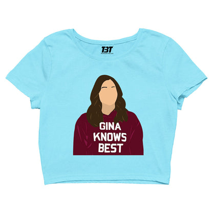 brooklyn nine-nine gina knows best crop top buy online united states of america usa the banyan tee tbt men women girls boys unisex Sky Blue detective jake peralta terry charles boyle gina linetti andy samberg merchandise clothing acceessories