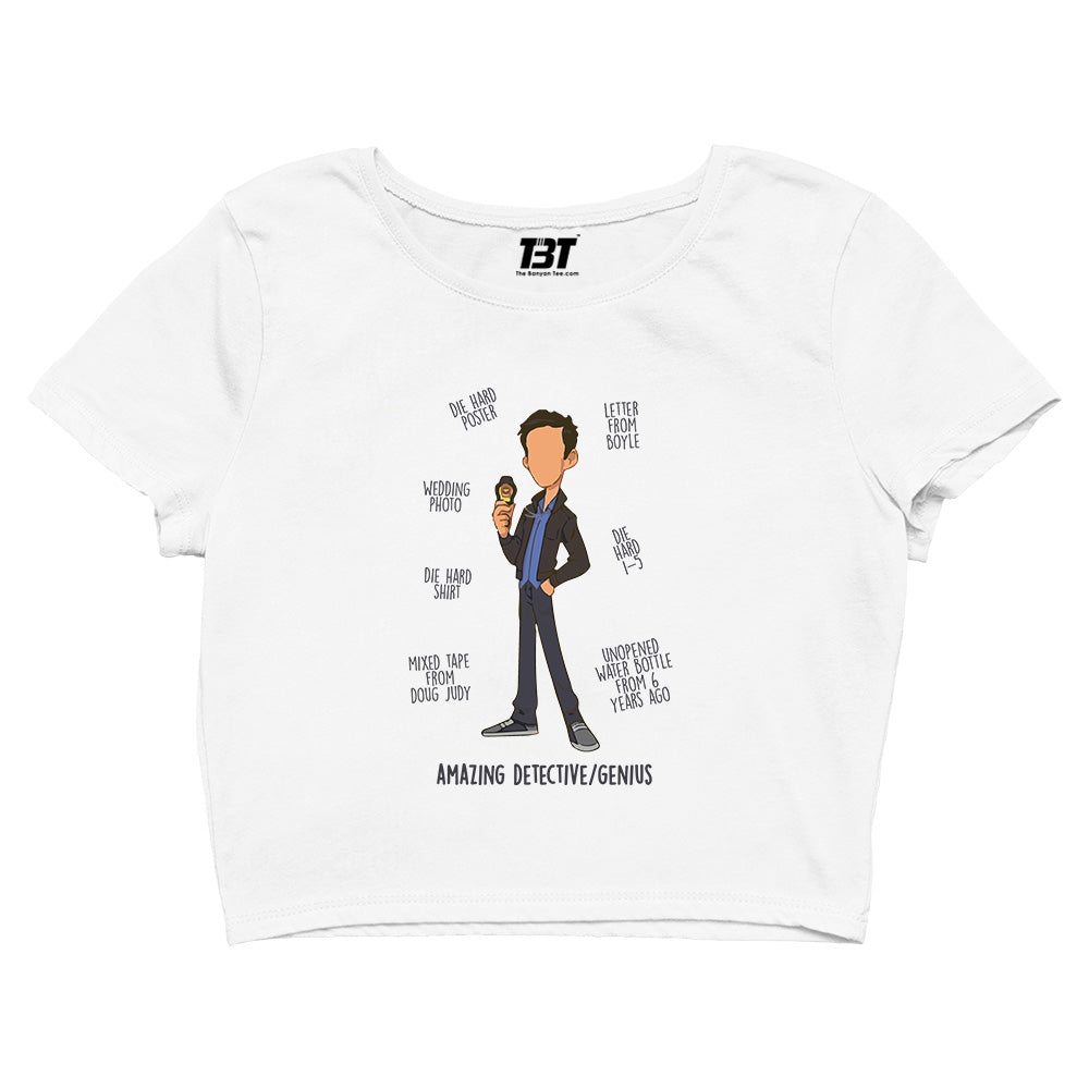 brooklyn nine-nine amazing detective / genius crop top tv & movies buy online united states of america usa the banyan tee tbt men women girls boys unisex white stranger things eleven demogorgon shadow monster dustin quote vector art clothing accessories merchandise