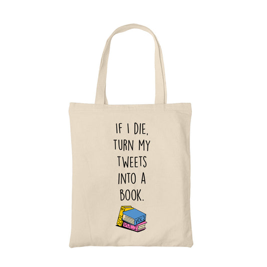 brooklyn nine-nine turn my tweets into a book tote bag hand printed cotton women men unisex