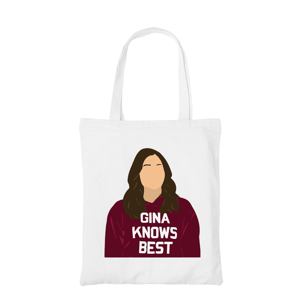 brooklyn nine-nine gina knows best tote bag hand printed cotton women men unisex