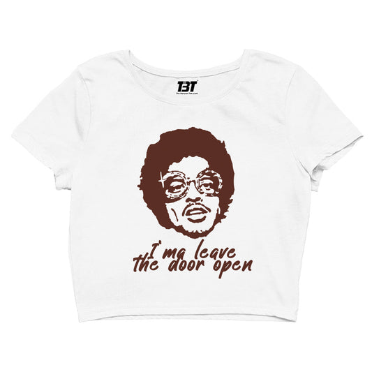 bruno mars leave the door open crop top music band buy online united states of america usa the banyan tee tbt men women girls boys unisex white