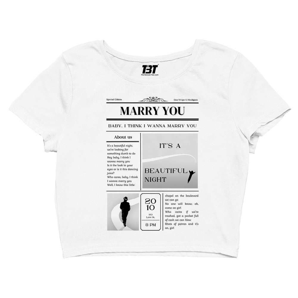 bruno mars marry you crop top music band buy online united states of america usa the banyan tee tbt men women girls boys unisex navy