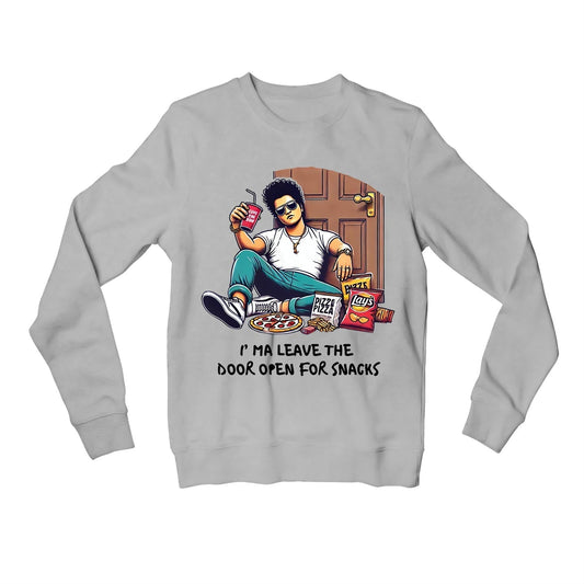 bruno mars door open sweatshirt upper winterwear music band buy online united states usa the banyan tee tbt men women girls boys unisex gray