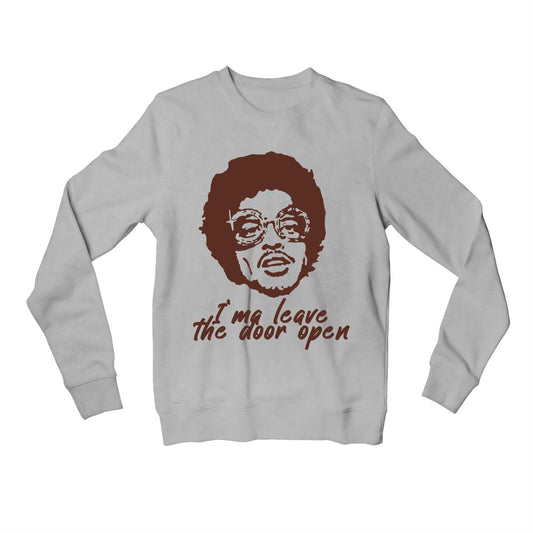 bruno mars leave the door open sweatshirt upper winterwear music band buy online united states usa the banyan tee tbt men women girls boys unisex gray