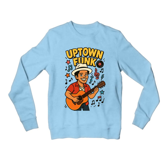 bruno mars uptown funk sweatshirt upper winterwear music band buy online united states usa the banyan tee tbt men women girls boys unisex baby blue