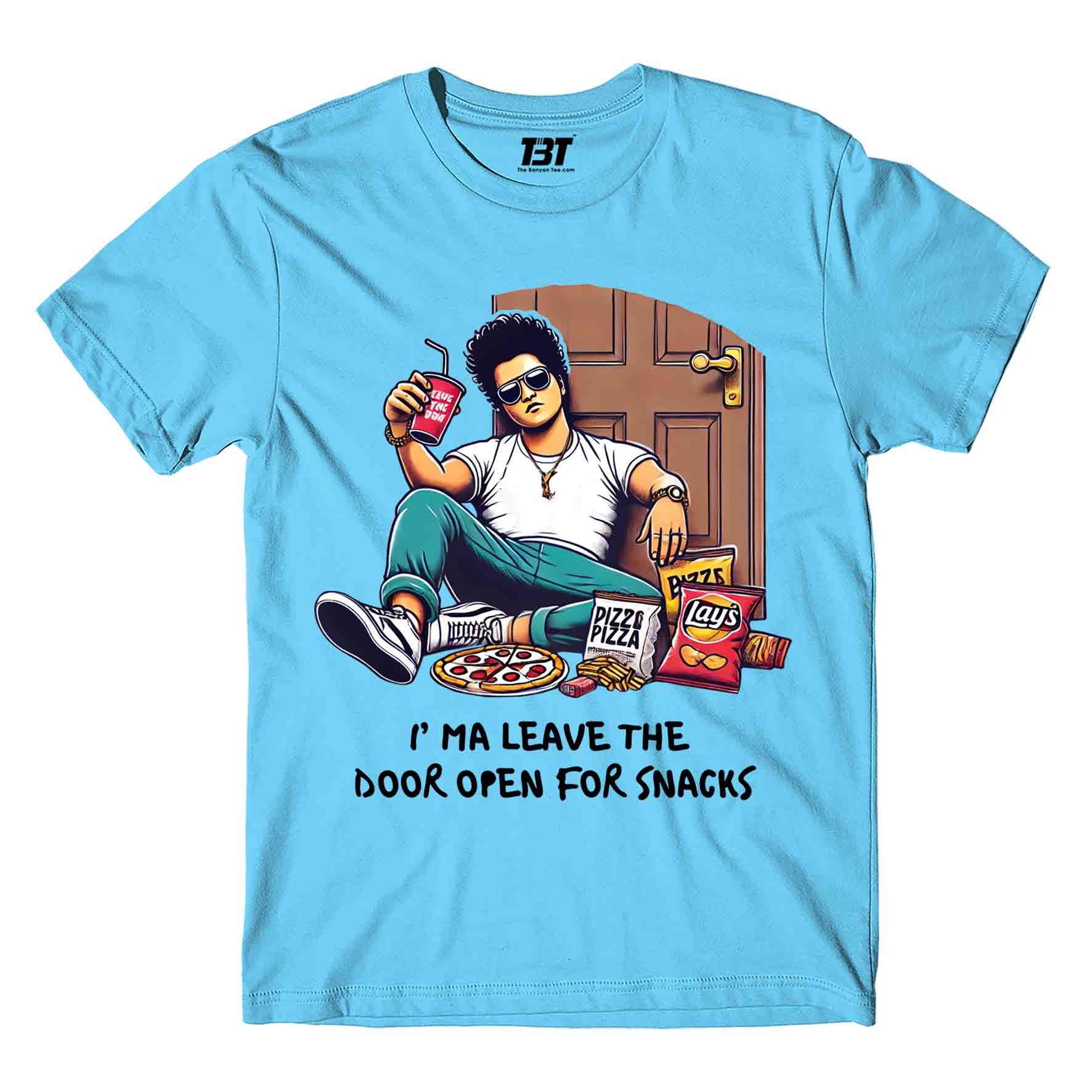 bruno mars door open t-shirt music band buy online united states of america usa the banyan tee tbt men women girls boys unisex sky blue