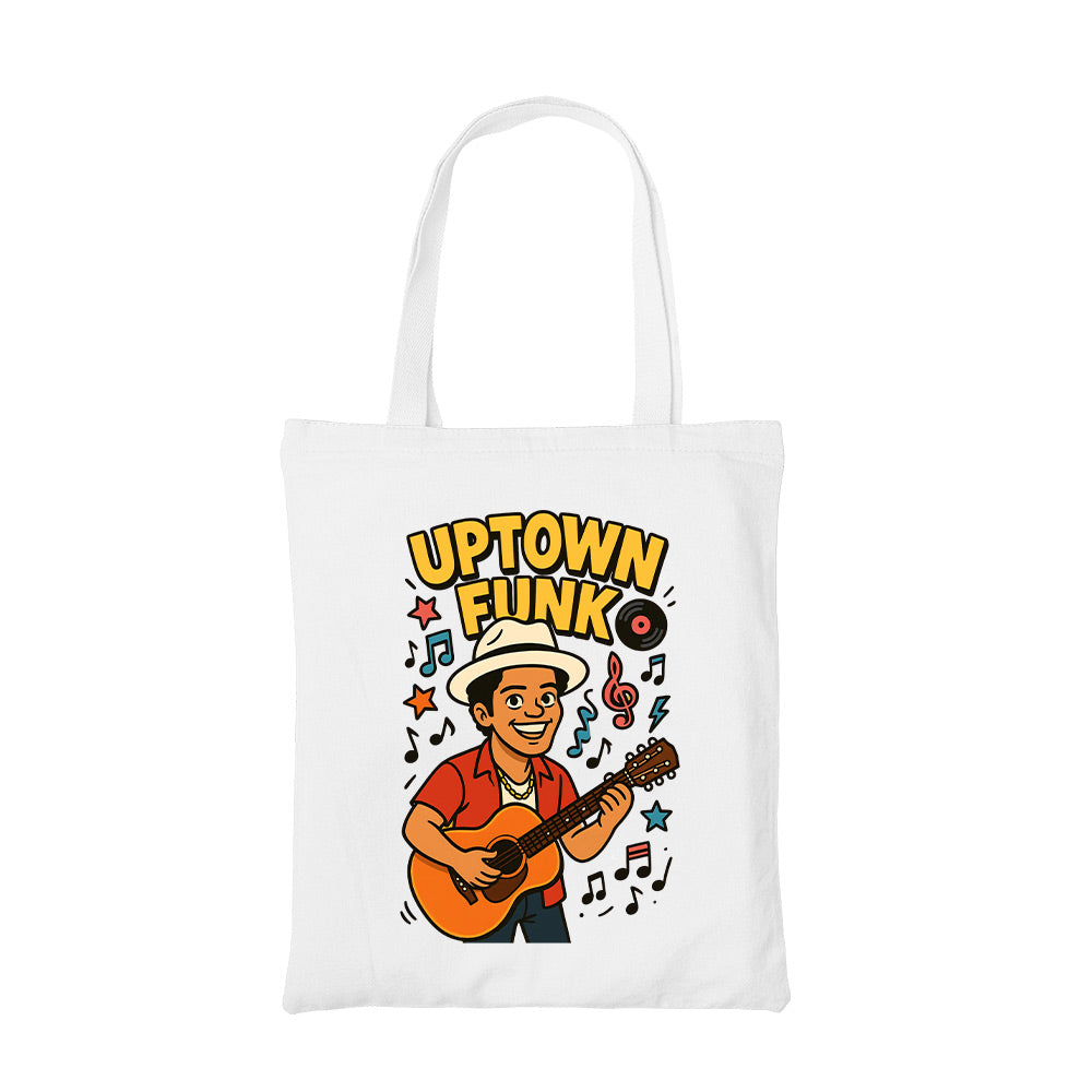 bruno mars uptown funk tote bag cotton printed music band buy online united states usa the banyan tee tbt men women girls boys unisex