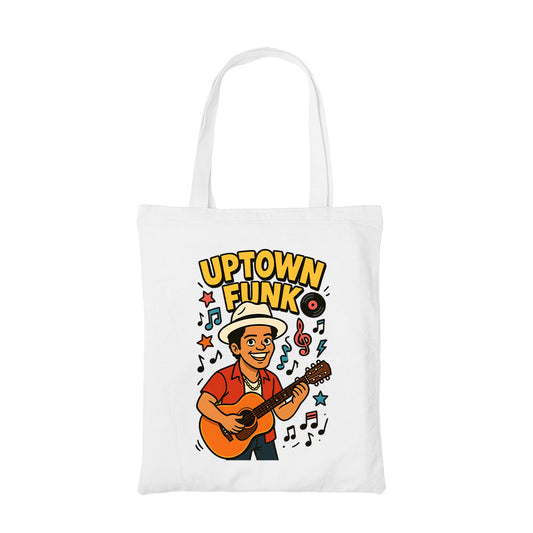bruno mars uptown funk tote bag cotton printed music band buy online united states usa the banyan tee tbt men women girls boys unisex