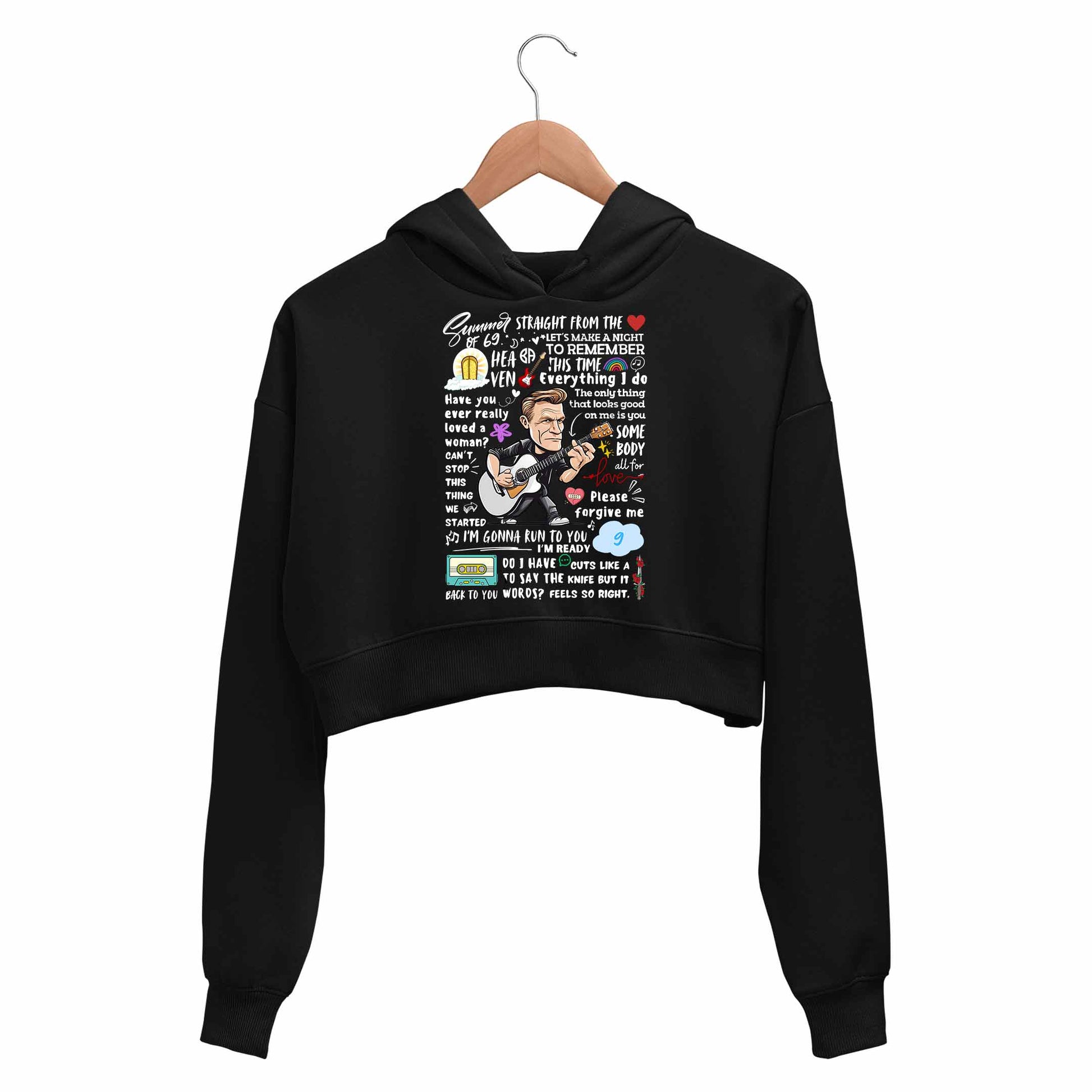bryan adams everything i doodle crop hoodie hooded sweatshirt upper winterwear music band buy online india the banyan tee tbt men women girls boys unisex black
