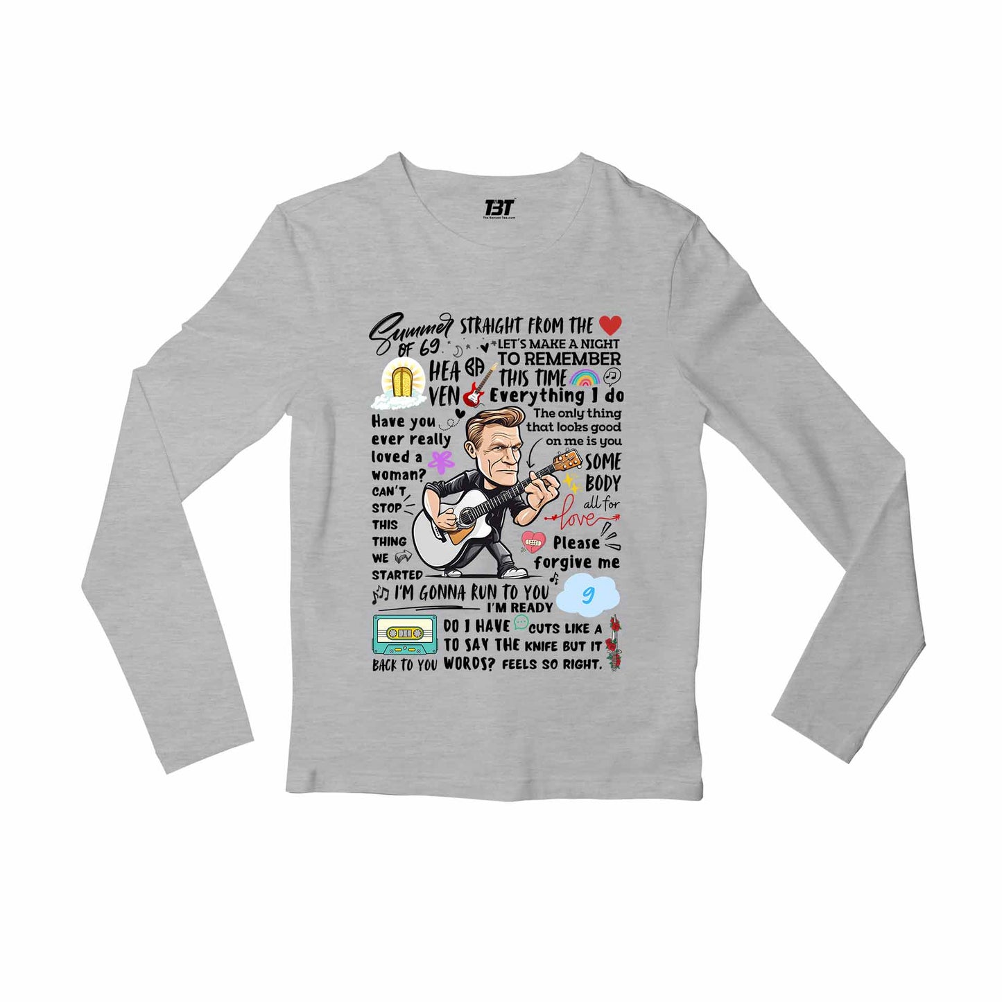 bryan adams everything i doodle full sleeves long sleeves music band buy online india the banyan tee tbt men women girls boys unisex gray