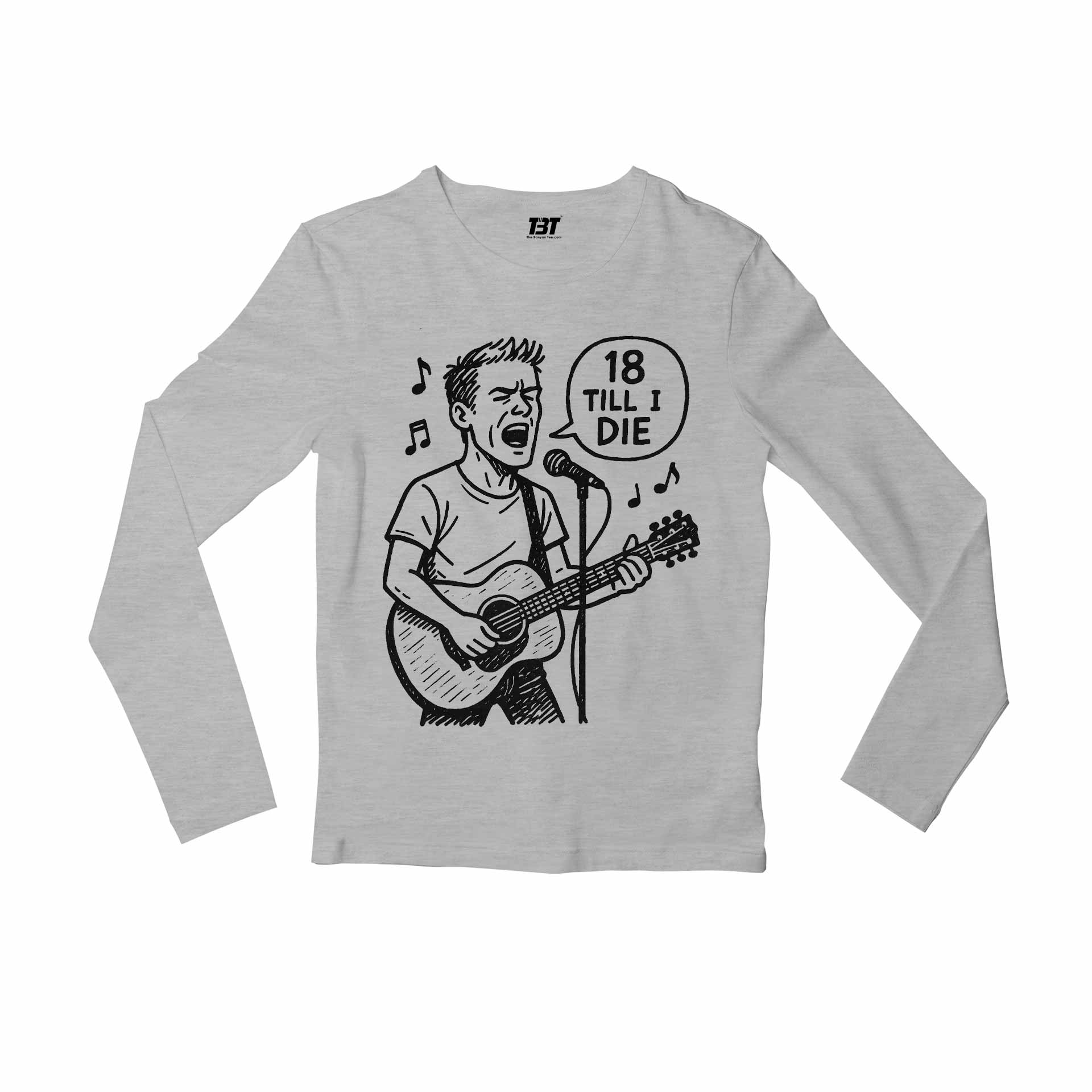 bryan adams 18 till i die full sleeves long sleeves music band buy online india the banyan tee tbt men women girls boys unisex gray