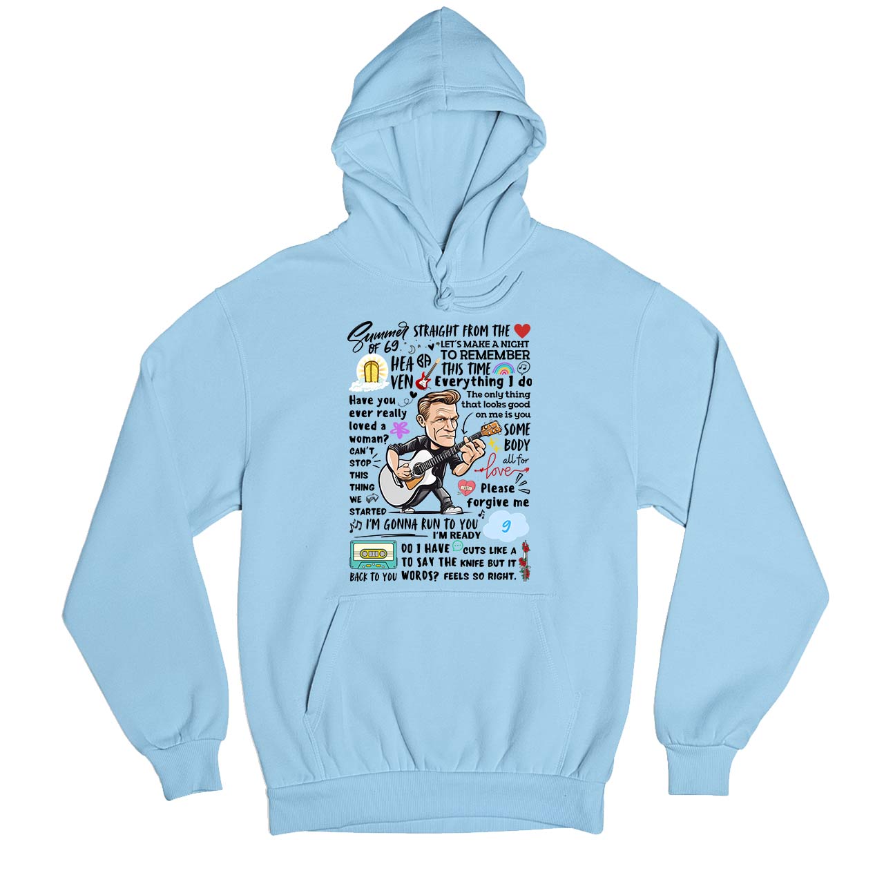 bryan adams everything i doodle hoodie hooded sweatshirt winterwear music band buy online united states of america usa the banyan tee tbt men women girls boys unisex baby blue 