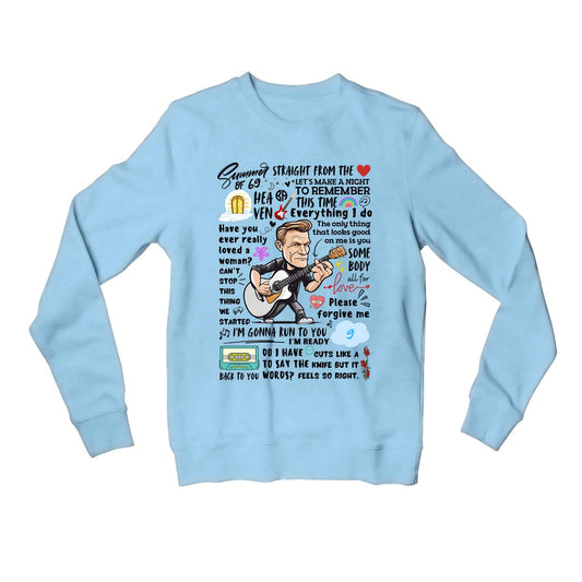 bryan adams everything i doodle sweatshirt upper winterwear music band buy online united states of america usa the banyan tee tbt men women girls boys unisex baby blue 