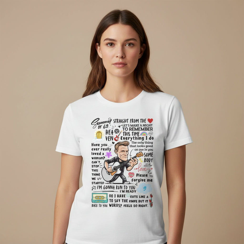 bryan adams everything i doodle t-shirt music band buy online united states of america usa the banyan tee tbt men women girls boys unisex white