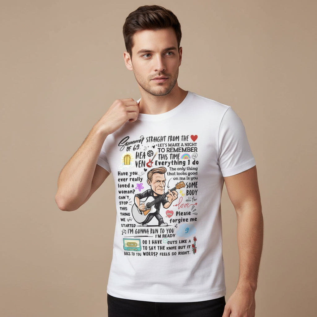 bryan adams everything i doodle t-shirt music band buy online united states of america usa the banyan tee tbt men women girls boys unisex white