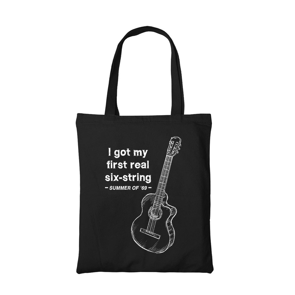 bryan adams first real six strings tote bag hand printed cotton women men unisex