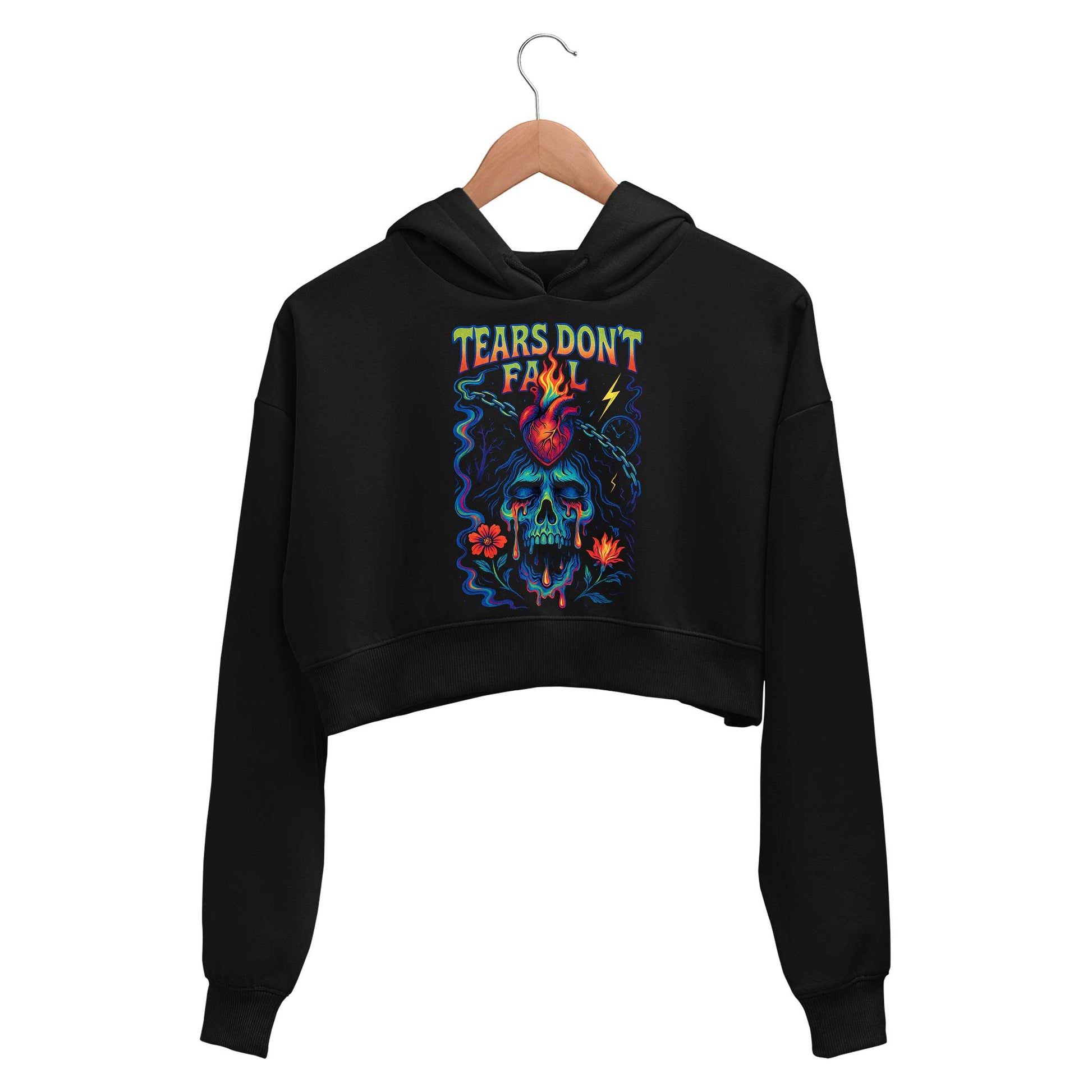 bullet for my valentine tears don't fall crop hoodie hooded sweatshirt upper winterwear music band buy online india the banyan tee tbt men women girls boys unisex black