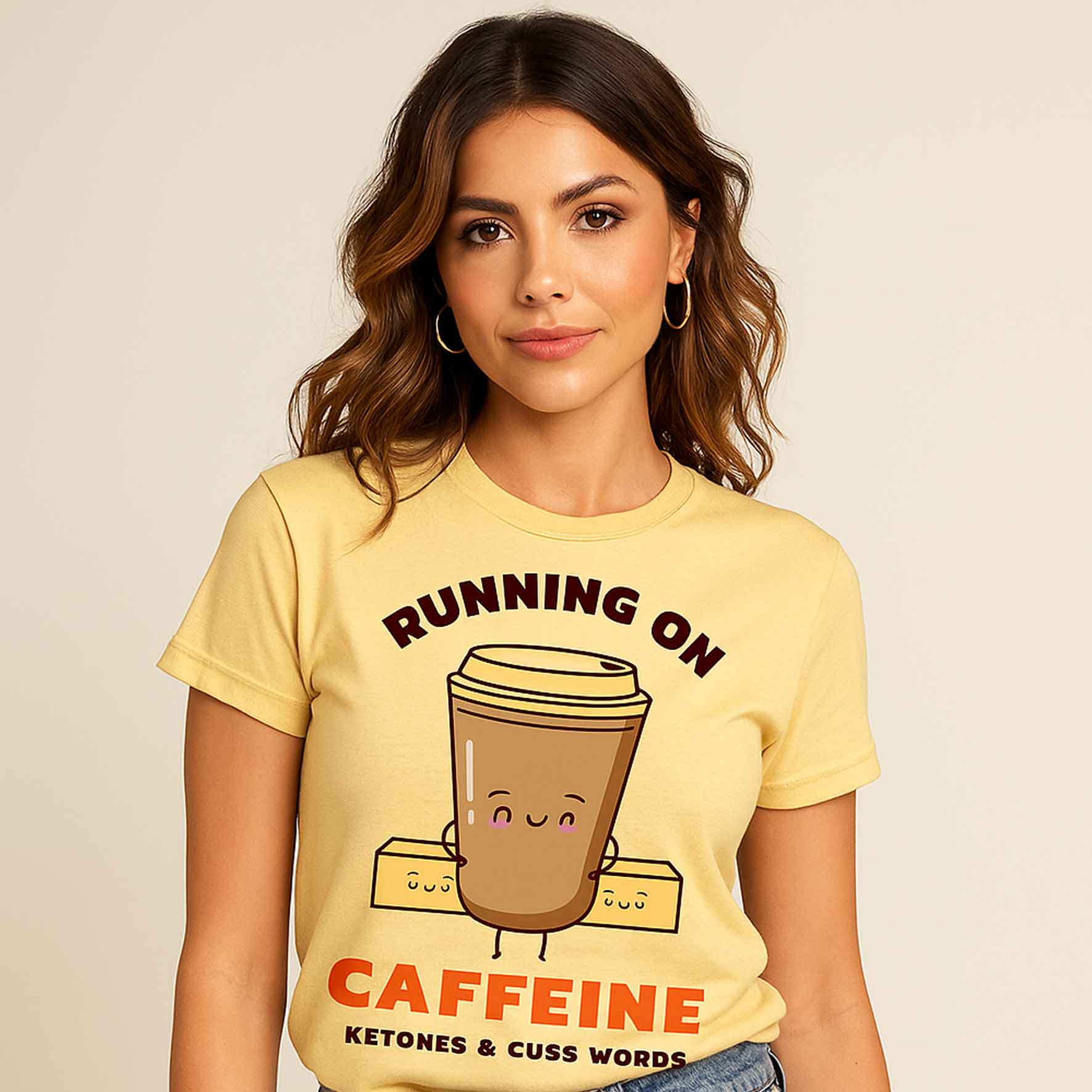 graphic caffeine ketones and cuss words t-shirt printed graphic stylish buy online united states usa the banyan tee tbt men women girls boys unisex beige 