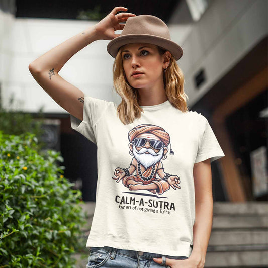 graphic calm-a-sutra t-shirt printed graphic stylish buy online united states usa the banyan tee tbt men women girls boys unisex off white 