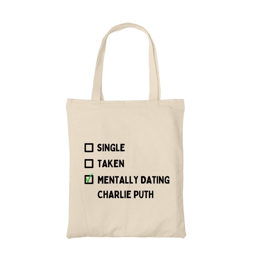 charlie puth dating tote bag hand printed cotton women men unisex