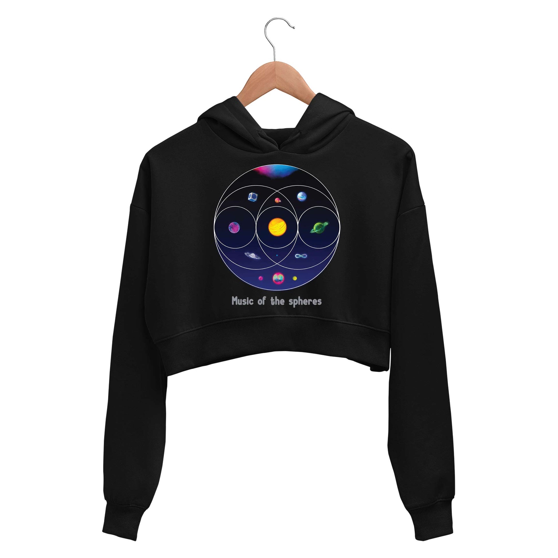 coldplay music of the spheres crop hoodie hooded sweatshirt upper winterwear music band buy online india the banyan tee tbt men women girls boys unisex black