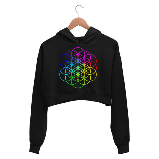 coldplay flower of life crop hoodie hooded sweatshirt upper winterwear music band buy online india the banyan tee tbt men women girls boys unisex black