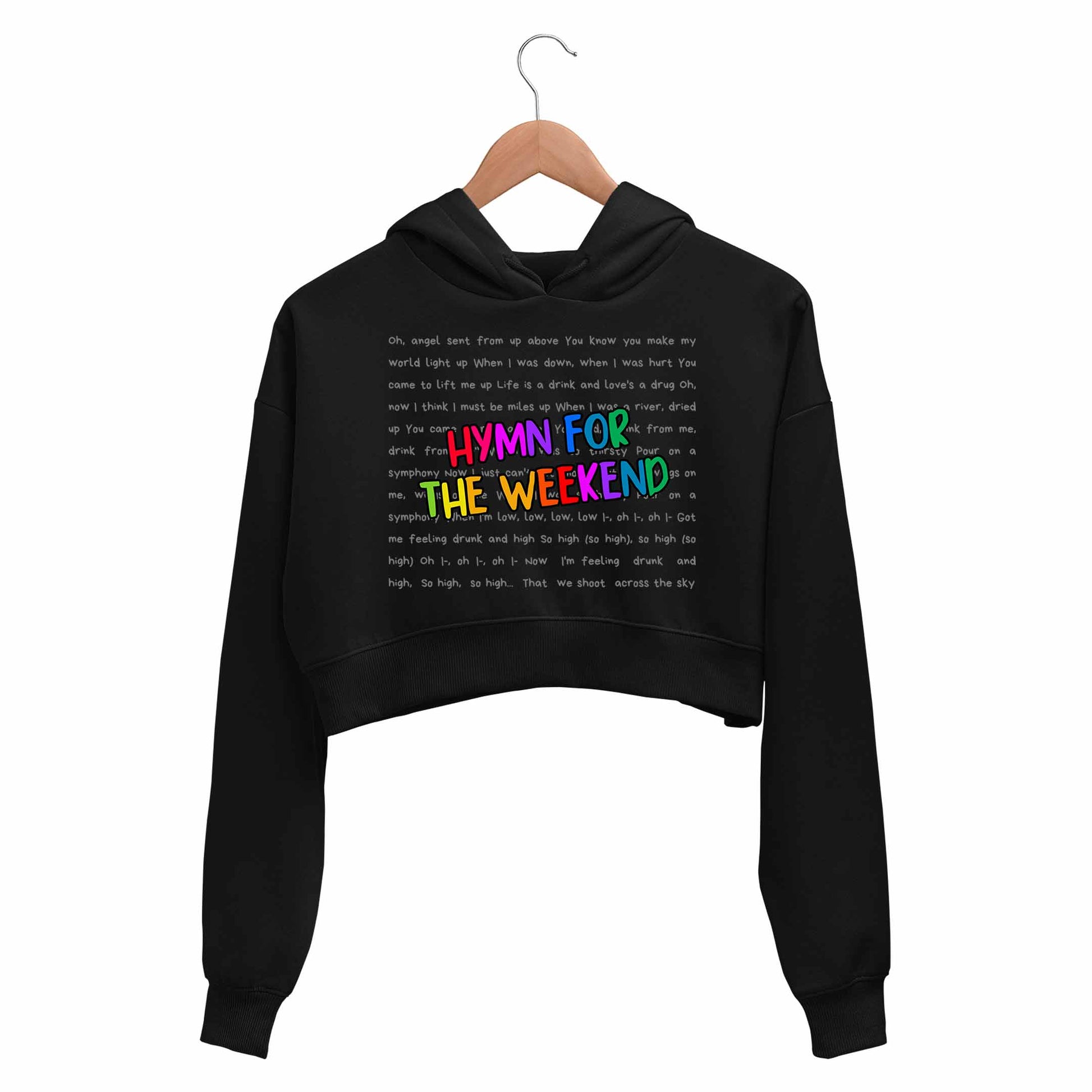 coldplay hymn for the weekend crop hoodie hooded sweatshirt upper winterwear music band buy online india the banyan tee tbt men women girls boys unisex black