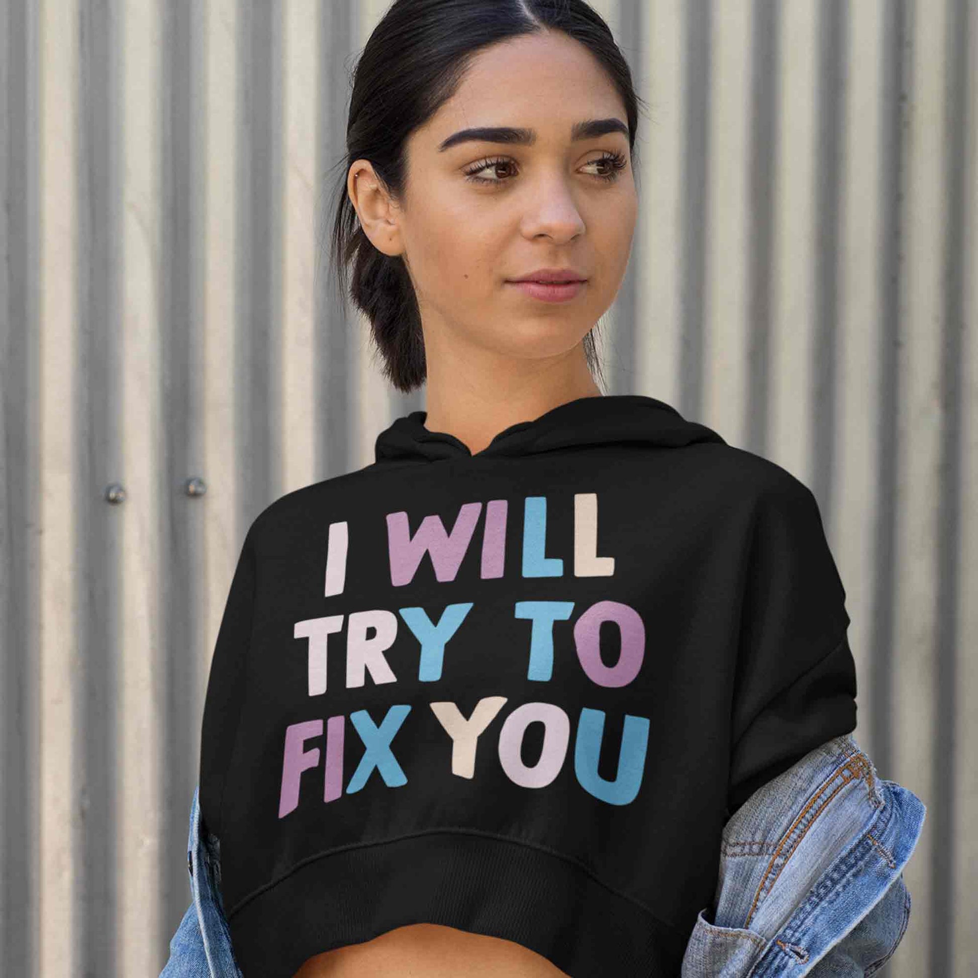 coldplay i will try to fix you crop hoodie hooded sweatshirt upper winterwear music band buy online india the banyan tee tbt men women girls boys unisex black