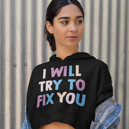coldplay i will try to fix you crop hoodie hooded sweatshirt upper winterwear music band buy online india the banyan tee tbt men women girls boys unisex black