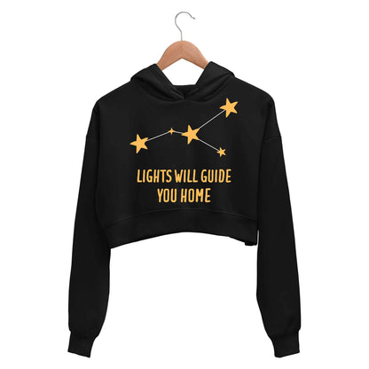 coldplay guiding lights crop hoodie hooded sweatshirt upper winterwear music band buy online india the banyan tee tbt men women girls boys unisex black