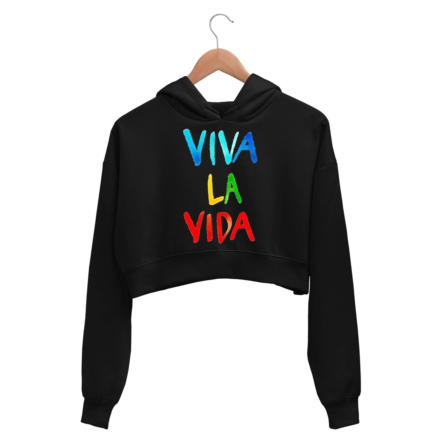 coldplay viva la vida crop hoodie hooded sweatshirt upper winterwear music band buy online india the banyan tee tbt men women girls boys unisex black