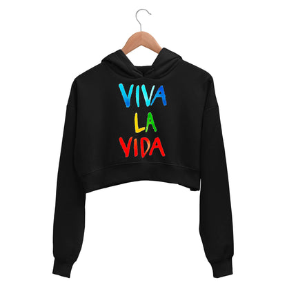coldplay viva la vida crop hoodie hooded sweatshirt upper winterwear music band buy online india the banyan tee tbt men women girls boys unisex black
