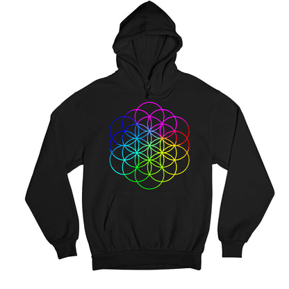 coldplay flower of life hoodie hooded sweatshirt winterwear music band buy online usa united states of america the banyan tee tbt men women girls boys unisex black