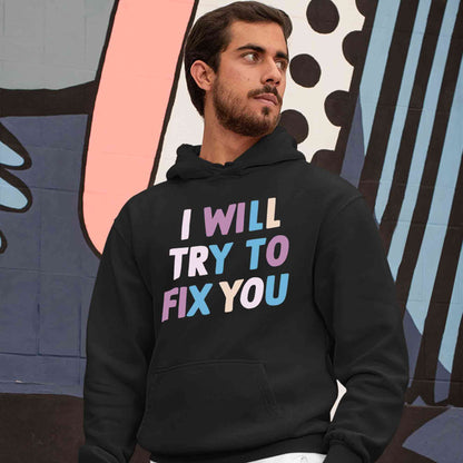 coldplay i will try to fix you hoodie hooded sweatshirt winterwear music band buy online united states usa the banyan tee tbt men women girls boys unisex black