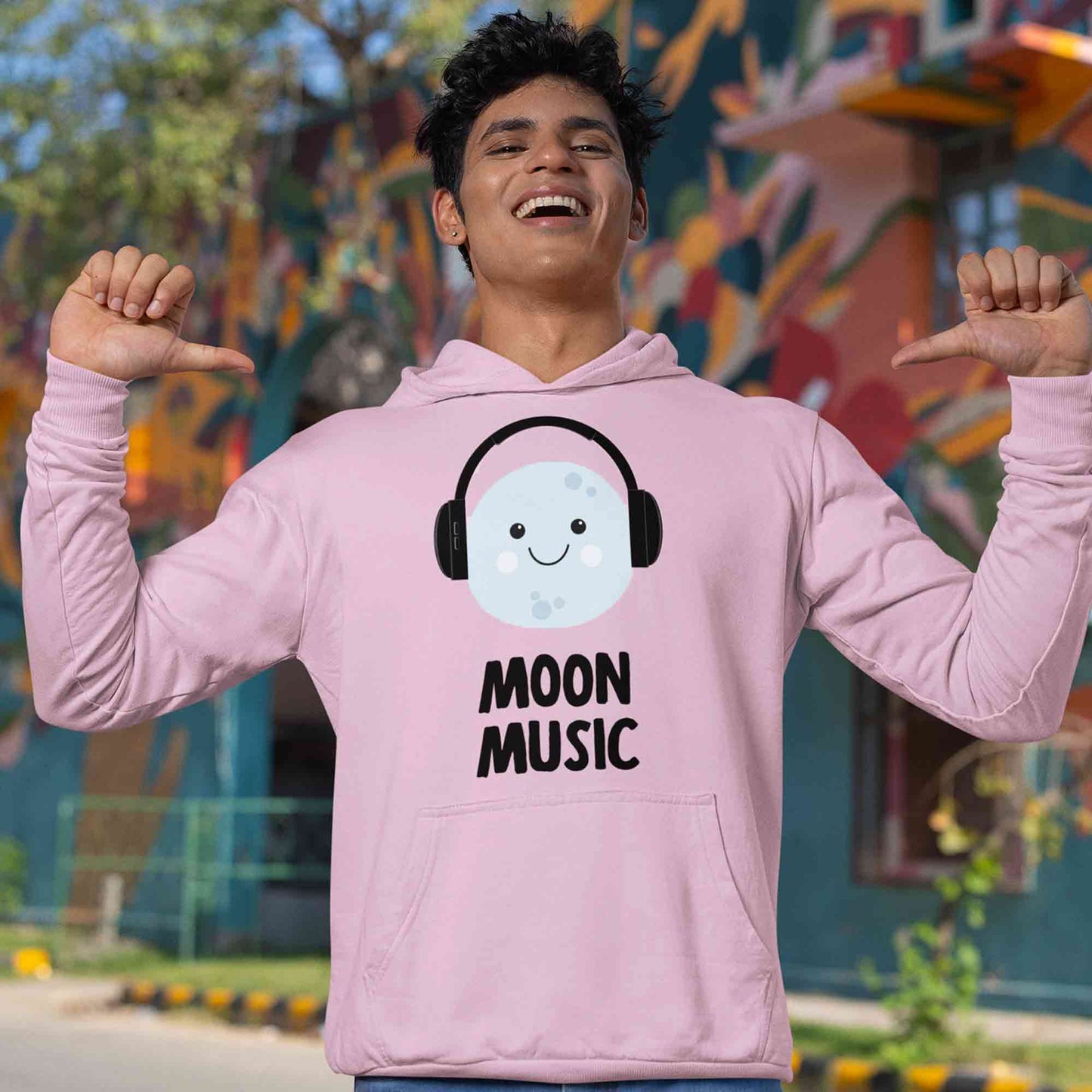 coldplay inspired moon tunes hoodie hooded sweatshirt winterwear music band buy online united states usa the banyan tee tbt men women girls boys unisex baby pink