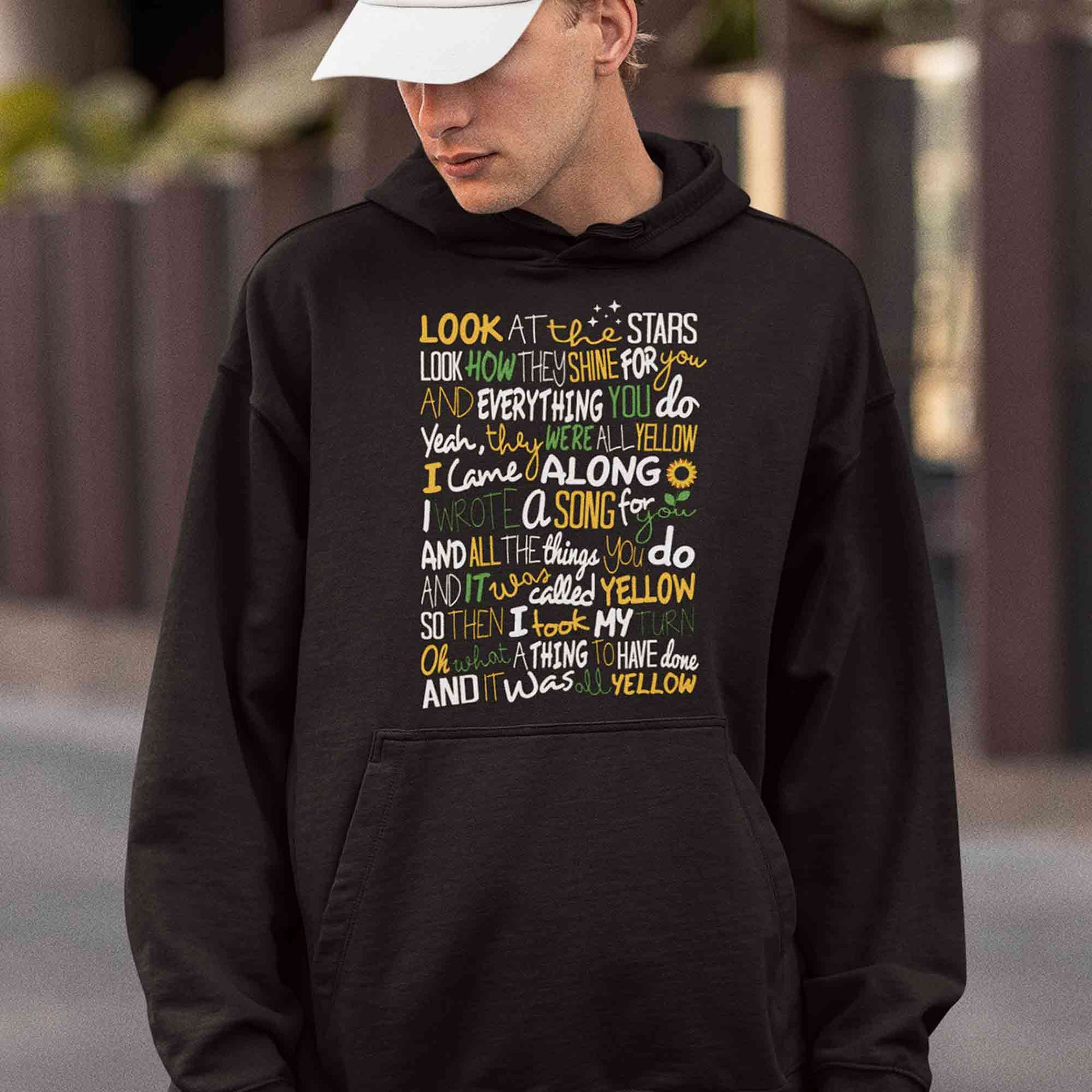 coldplay yellow hoodie hooded sweatshirt winterwear music band buy online united states usa the banyan tee tbt men women girls boys unisex black