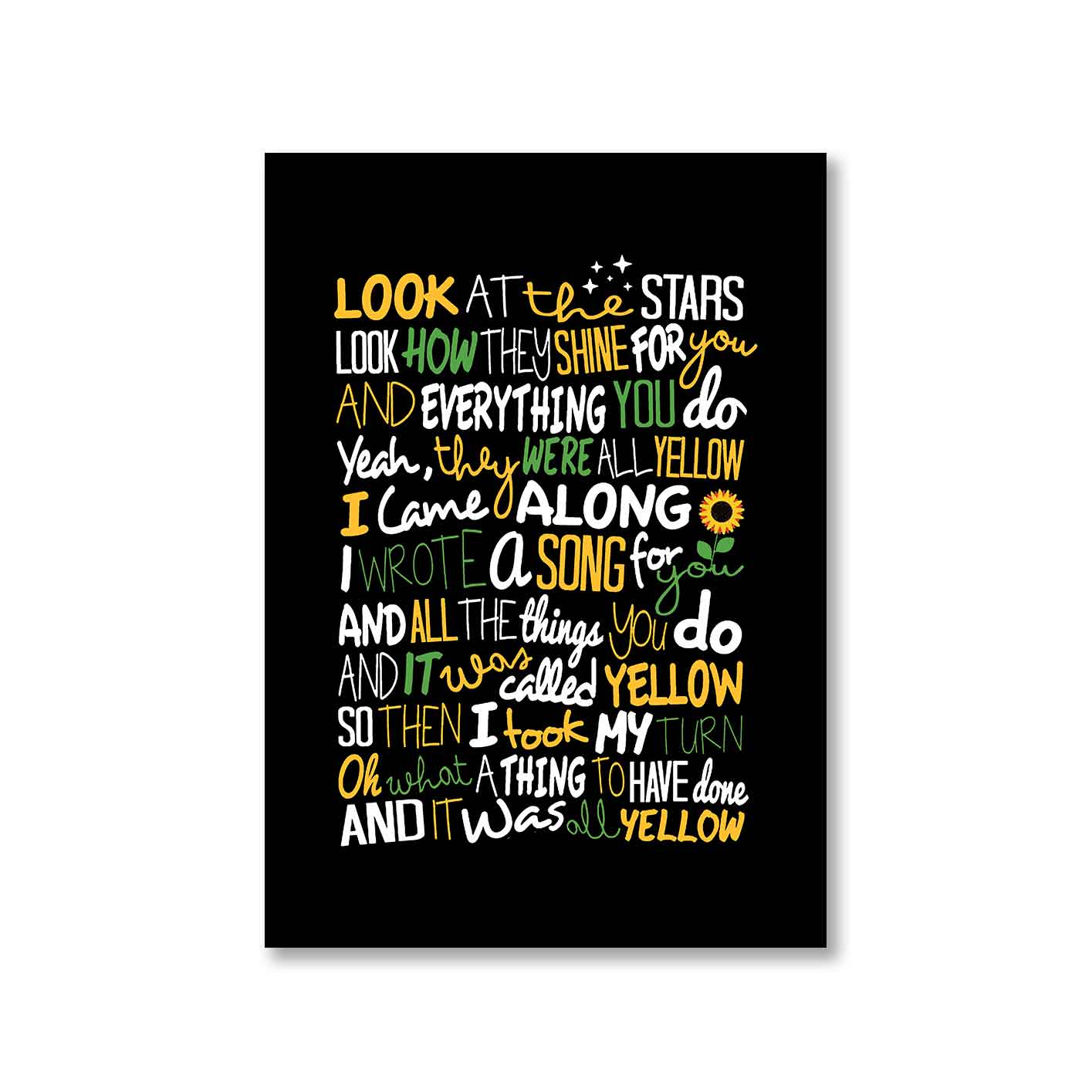 coldplay yellow poster wall art buy online united states of america usa the banyan tee tbt a4