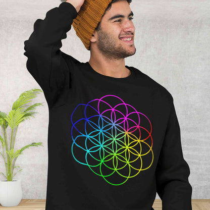 coldplay flower of life sweatshirt upper winterwear music band buy online united states usa the banyan tee tbt men women girls boys unisex black