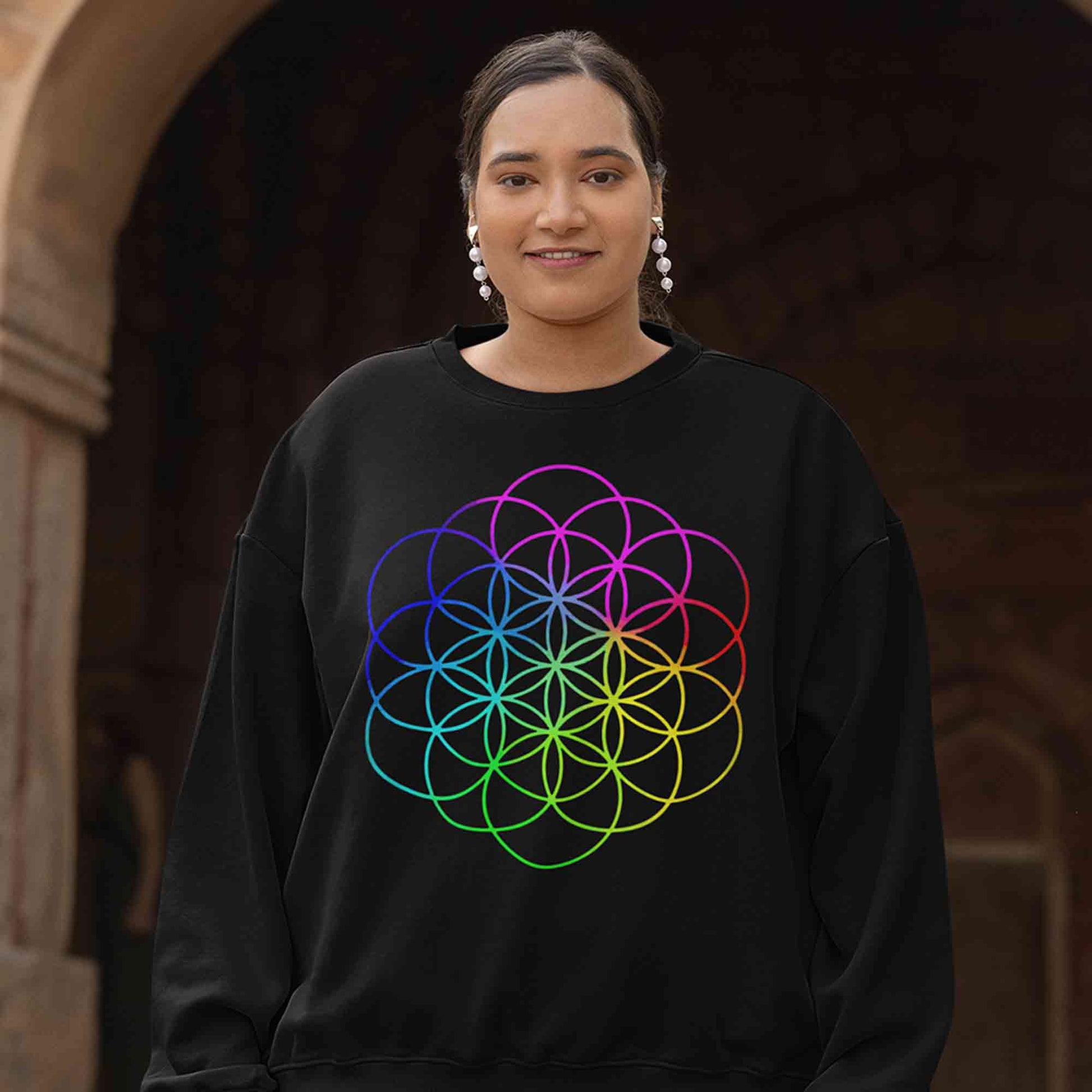 coldplay flower of life sweatshirt upper winterwear music band buy online united states usa the banyan tee tbt men women girls boys unisex black