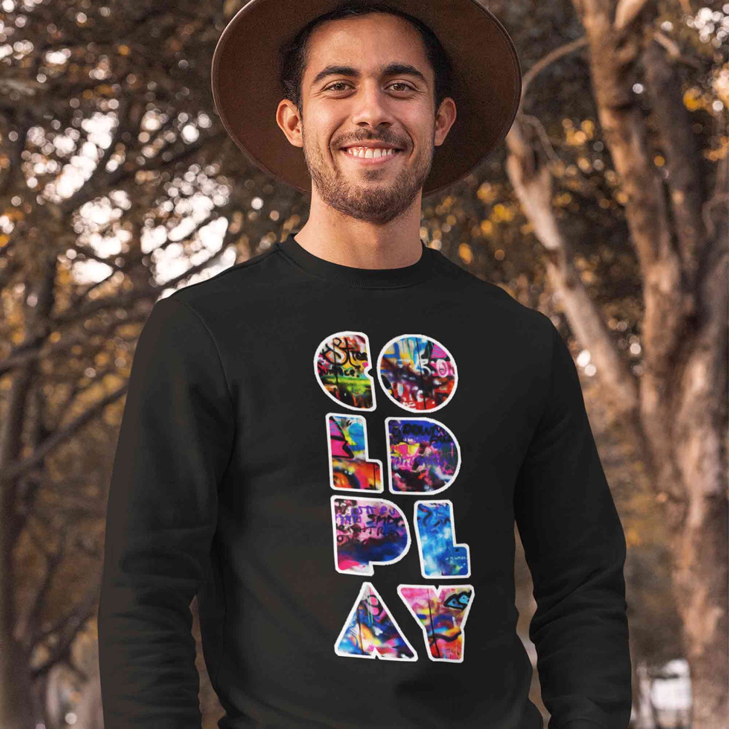 coldplay grafitti art sweatshirt upper winterwear music band buy online united states usa the banyan tee tbt men women girls boys unisex black