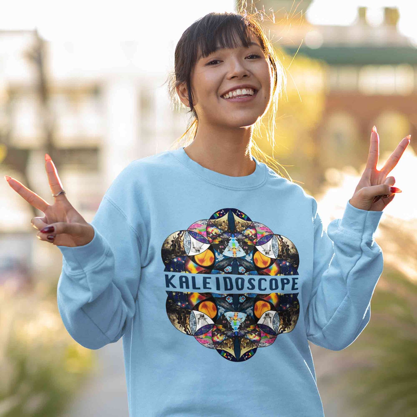 coldplay kaleidoscope sweatshirt upper winterwear music band buy online united states usa the banyan tee tbt men women girls boys unisex gray